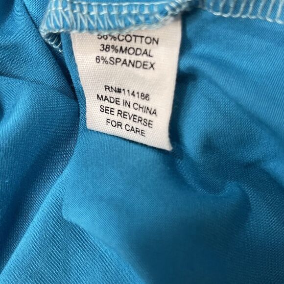 Willow Drive Medium Top V-Neck Dolman Sleeves Stretch Colorblock Blue Multi New - Picture 7 of 8